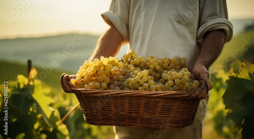 Senior winemaker with grapes on the vineyard generative AI