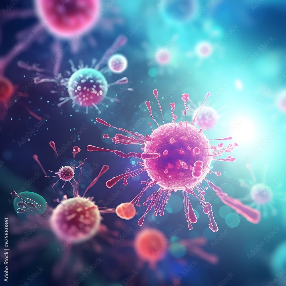abstract bacteria, probiotics, gram-positive bacteria, and viruses of various shapes against a light background. Generative AI abstract bacteria, probiotics, gram-positive bacteria, and viruses of various shapes against a light background. Generative AI