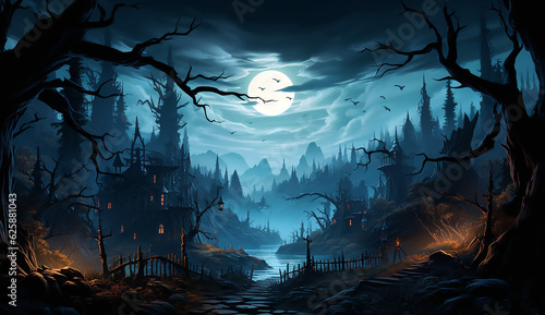 Halloween scene with moon © PooSoo