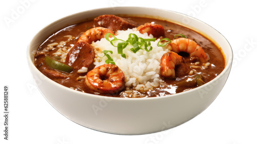 a gumbo shrimp curry with rice no background