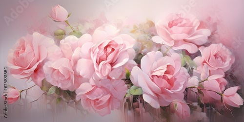  An Exquisite Pink Rose Arrangement - Symphony of Floral Opulence Generative AI Digital Illustration