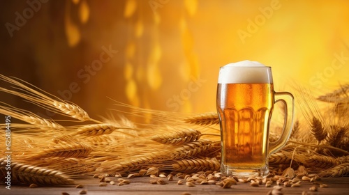 Glass are filled with Barley Malt and Wheat for making craft Beer, nature concept, Oktoberfest concept. Generative AI