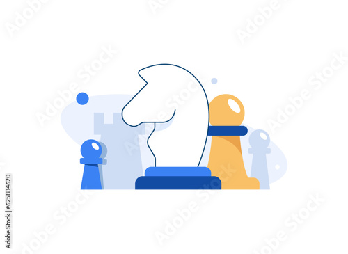 Chess pieces business sign corporate identity template for Chess club or Chess school