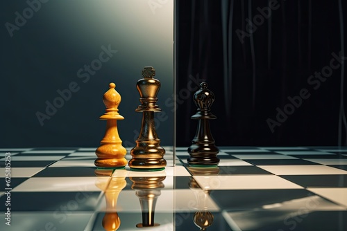 Black Pawn Sees King in Mirror. Photo generative AI photo