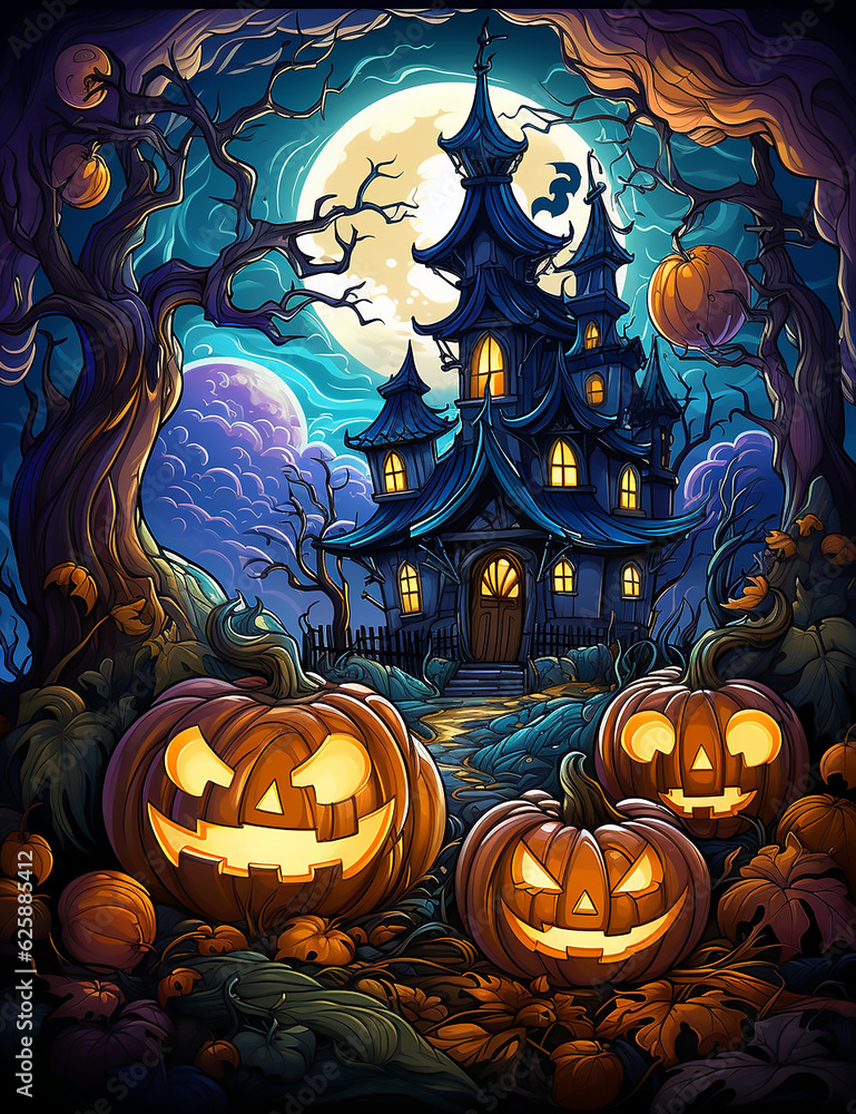 Halloween background with pumpkins, generative AI
Halloween background with pumpkins, generative AI