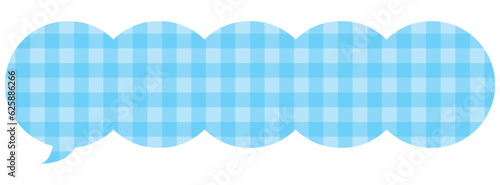 吹き出しのイラスト10【チェック柄（水色）】