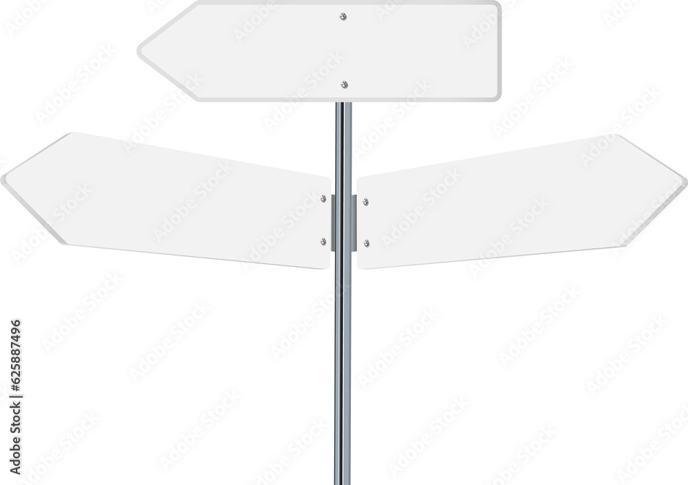 Road, traffic signs. Highway signboard on metal pole. Blank white board with place for text. Directional signage and wayfinder. information sign Road, traffic signs. Highway signboard on metal pole. Blank white board with place for text. Directional signage and wayfinder. information sign