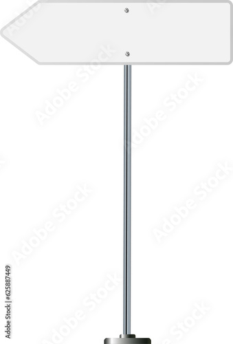 Road, traffic signs. Highway signboard on metal pole. Blank white board with place for text. Directional signage and wayfinder. information sign 