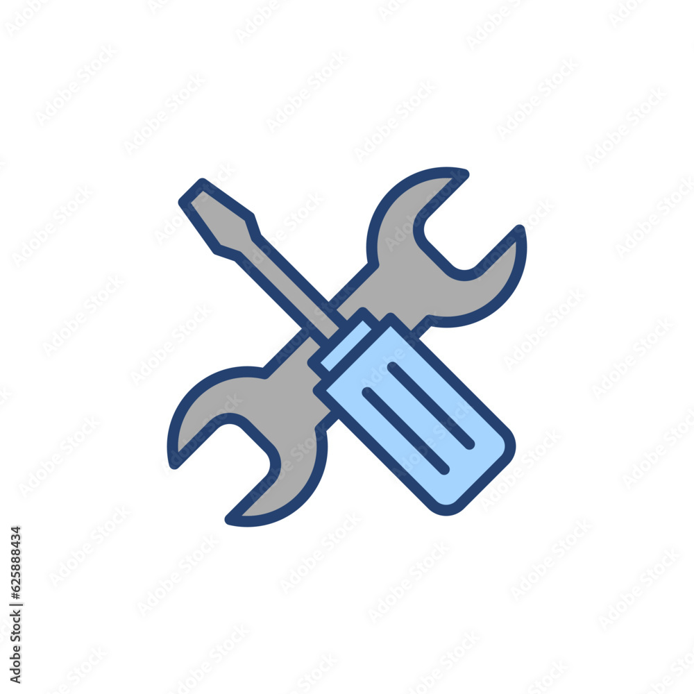 Repair tools icon vector. tool sign and symbol. setting icon. Wrench and screwdriver. Service Repair tools icon vector. tool sign and symbol. setting icon. Wrench and screwdriver. Service