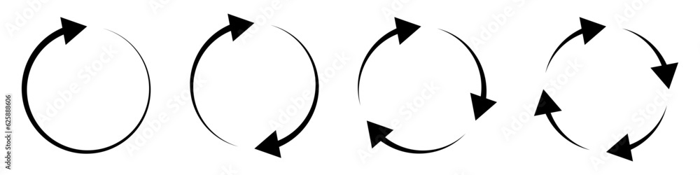 Circle arrows set. Rotate, refresh, reload icons