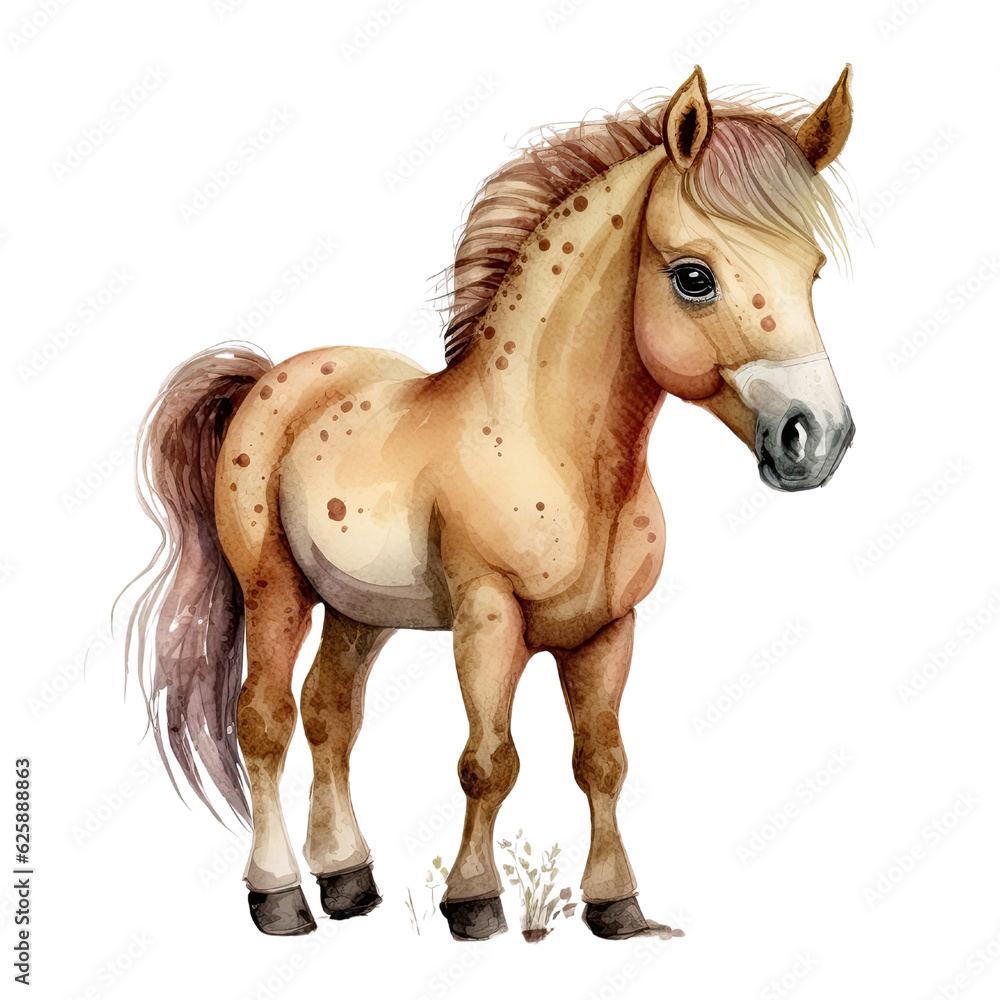 Fototapeta premium Whimsical Horse Watercolor Art, Generative AI