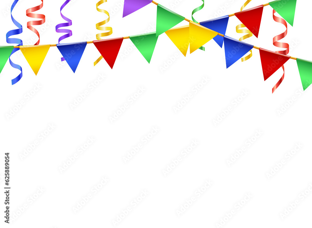 Party flag. Banner with garland of colour flags. Party flag. Banner with garland of colour flags.