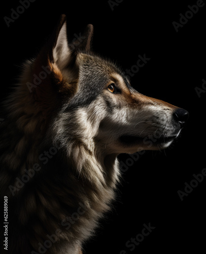 Wolf profile portrait - Generative AI