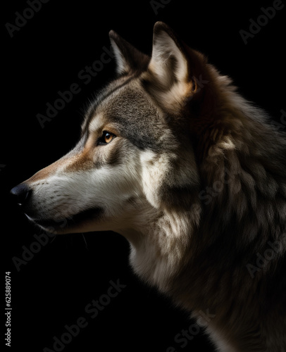 Wolf profile portrait - Generative AI