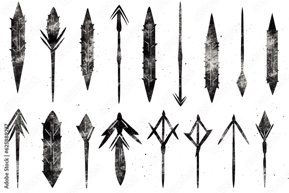 Set of black grunge hand drawn arrows isolated Set of black grunge hand drawn arrows isolated
