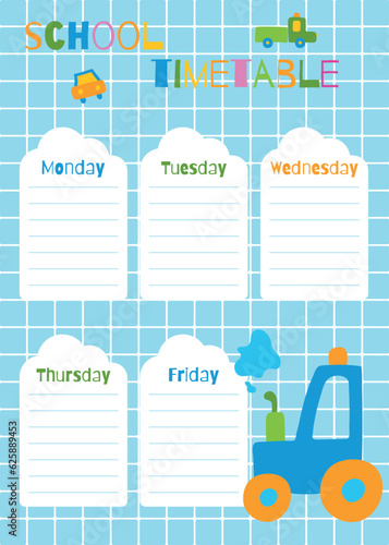 School timetable. Vector illustration