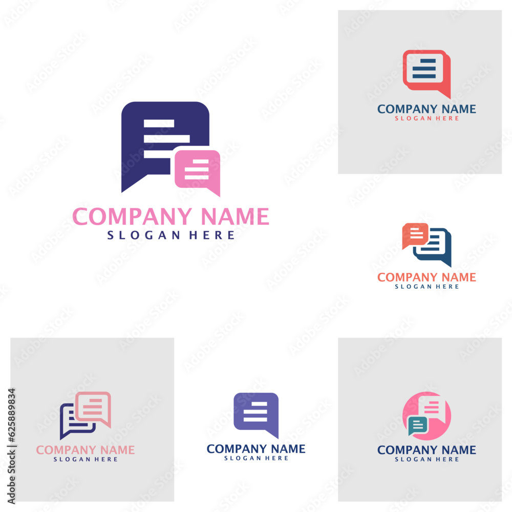 Obraz premium Set of Chat logo design vector. Concult logo design template concept