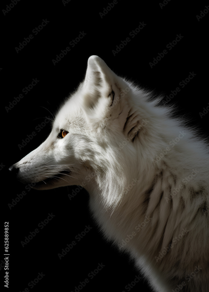 White Fox profile portrait - Generative AI