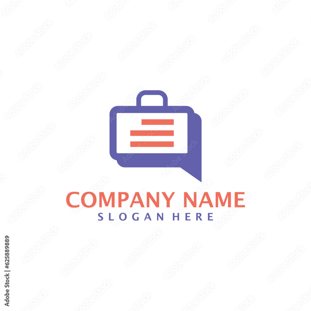 Suitcase with Chat logo design vector. Suitcase logo design template concept Suitcase with Chat logo design vector. Suitcase logo design template concept