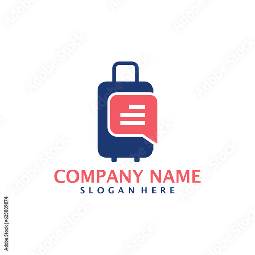 Suitcase with Chat logo design vector. Suitcase logo design template concept © Top Studio