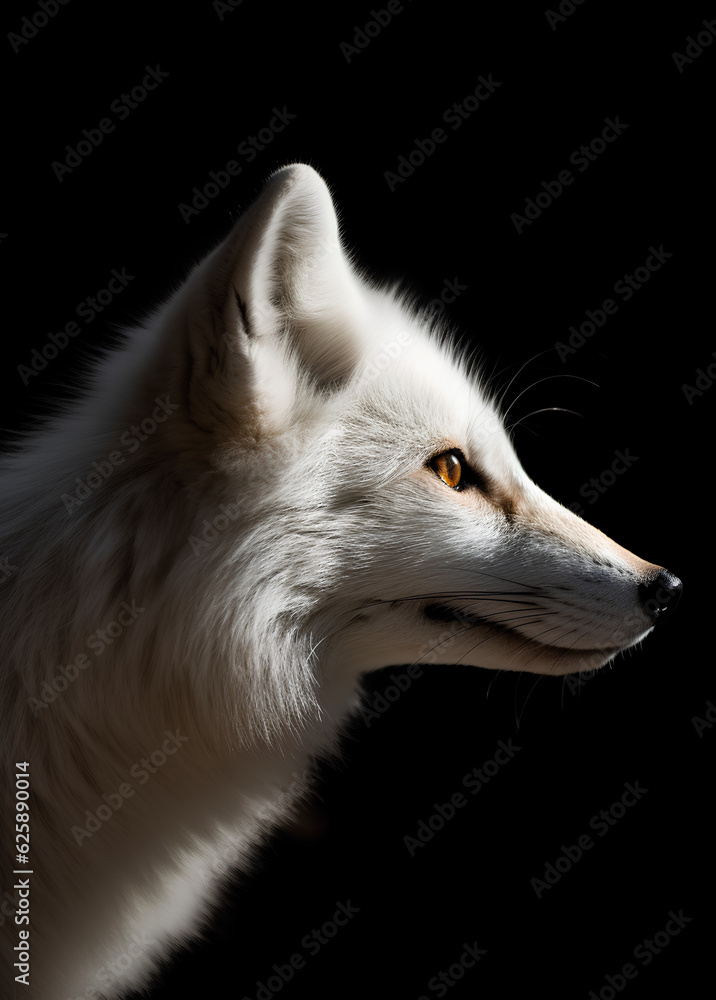 Fototapeta premium White Fox profile portrait - Generative AI
