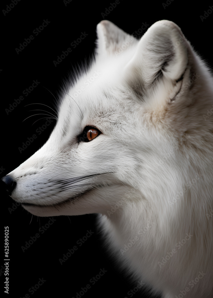 White Fox profile portrait - Generative AI White Fox profile portrait - Generative AI