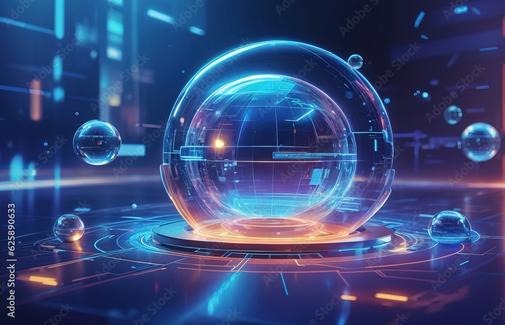 Fototapeta premium Digital Graphic Showing Future Hologram Technology, Hologram Background Series