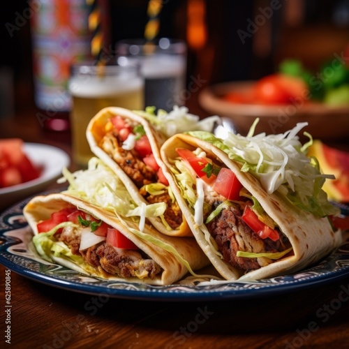 traditional Mexican Gorditas, stuffed with cheese and garnished with fresh lettuce and tomato