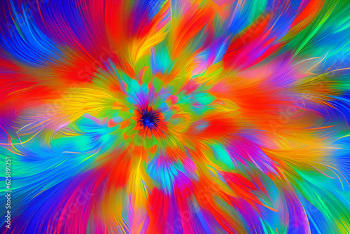 Colors Palette Abstract Flower. Psychedelic image of abstract colorful flower. Generative AI. © elipsefx