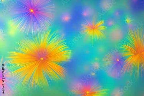 Abstract Flowers Illustration. Abstract flowers with colors blendings and defocused colored background. Generative AI.