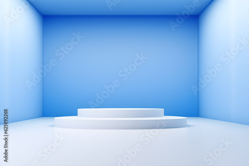 Background vector 3d blue rendering with podium and minimal blue wall scene  minimal abstract background 3d rendering abstract geometric shape . Stage platform for awards in modern.