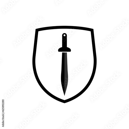 Swords and Shield Symbol. History Movie Genre Icon. Entertainment Label Sign . Logo - Vector.