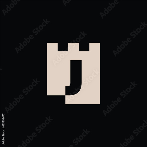 J Letter Castle Fortress Logo Vector Icon Illustration