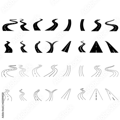 Road icon vector set. route illustration sign collection. trip symbol or logo.