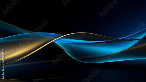 青と金色のシンプルな曲線と抽象的なラインのグラフィック素材
