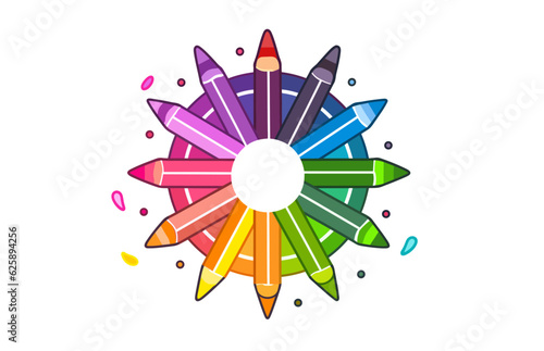 Colorful Crayons vector flat illustration, Back to school Crayons, Vector Collection of crayons