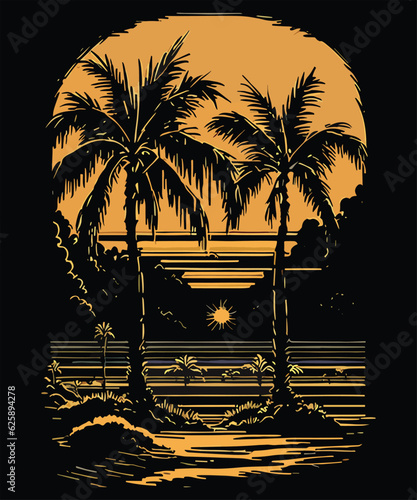 Summer Beach Graphic T-Shirt Design and illustration
