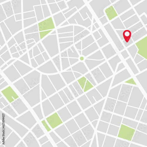 Gps map of a city, tracking mark on block, town map illustration photo