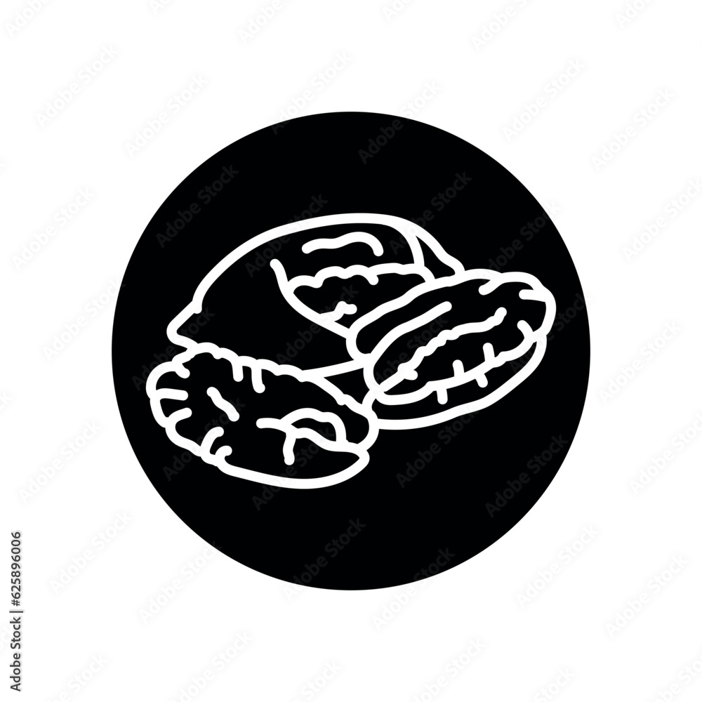 Pecan black line icon. Natural organic super food. Pecan black line icon. Natural organic super food.