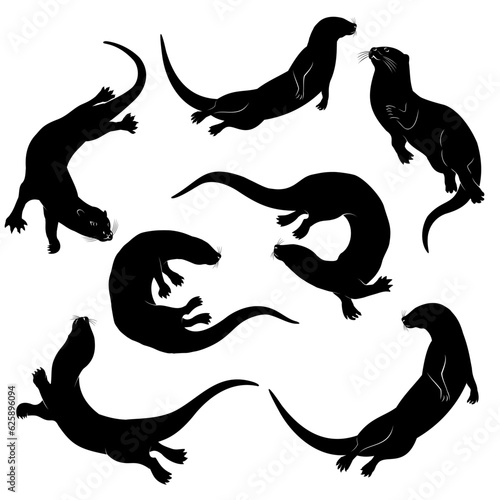 silhouettes of otter