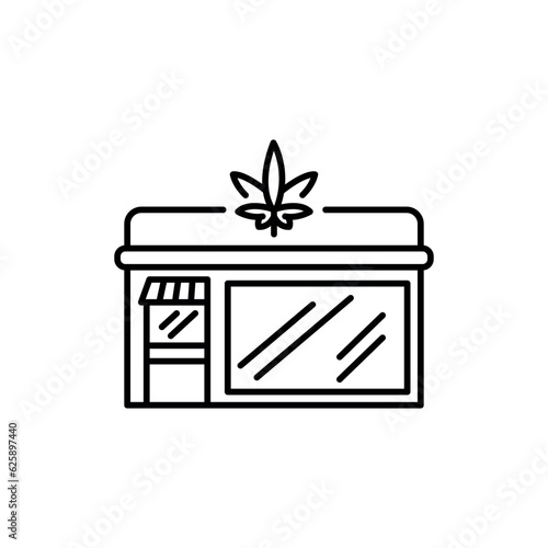 Marijuana shop black line icon. CBD cannabis products