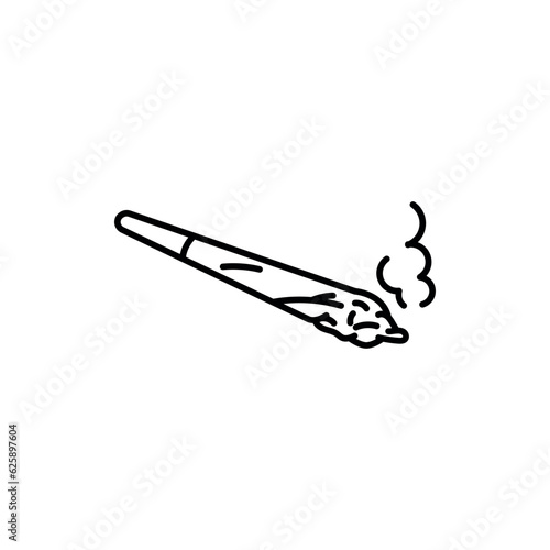 Pre Roll cigarette black line icon. Cannabis product sign. Narcotic substance.