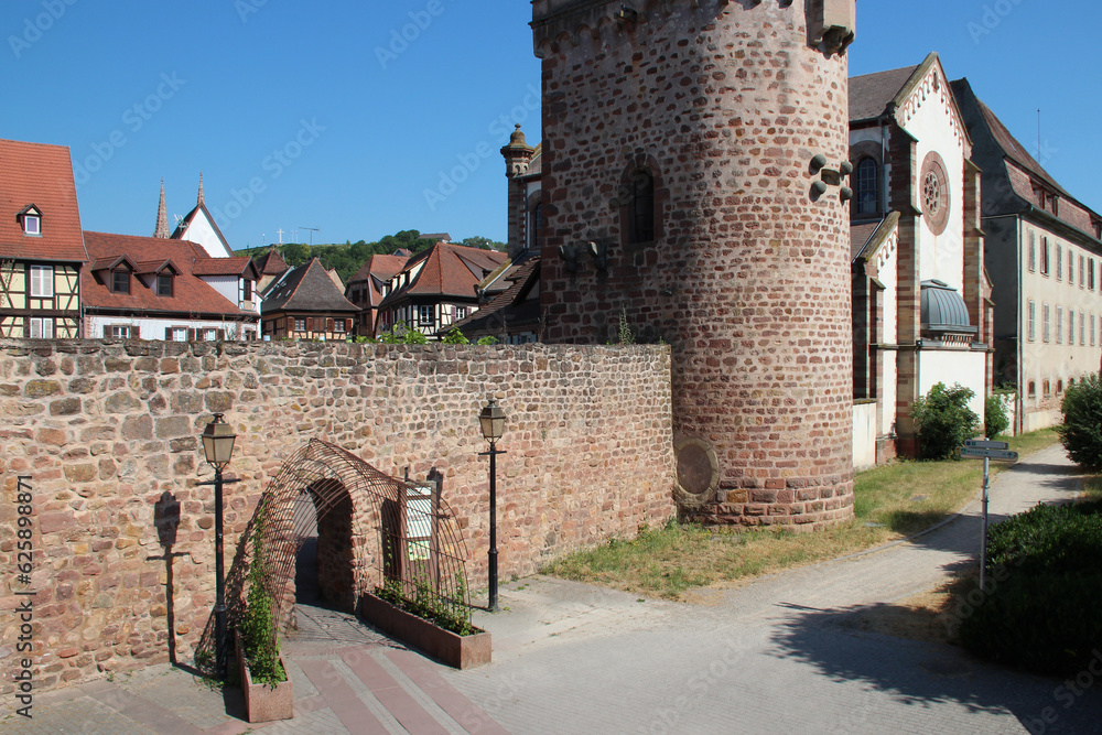 medieval ramparts in obernai in alsace (france)