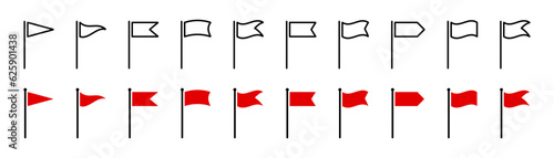 Flag icon collection. Flag pole icon. Flag pennant icons collection