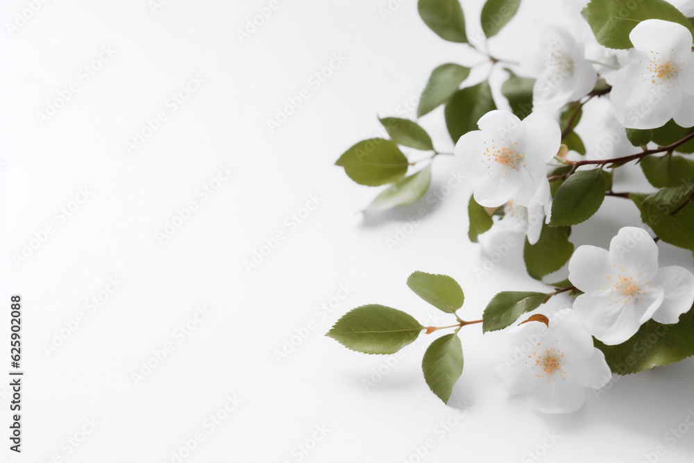 Fototapeta premium beautiful floral celebration wedding nature white background flower decoration spring blossom. Generative AI.