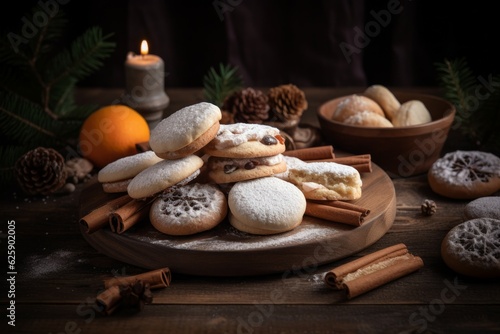 Christmas cookies table food. Generate Ai
