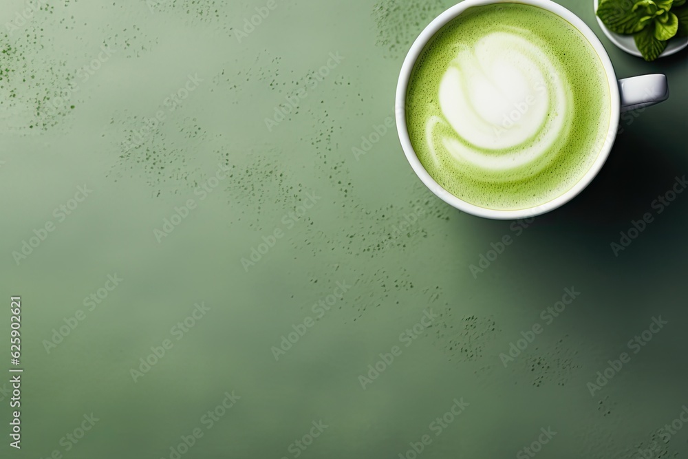 Matcha tea in a coffee or teahouse with copy space. Matcha tea in a coffee or teahouse with copy space.