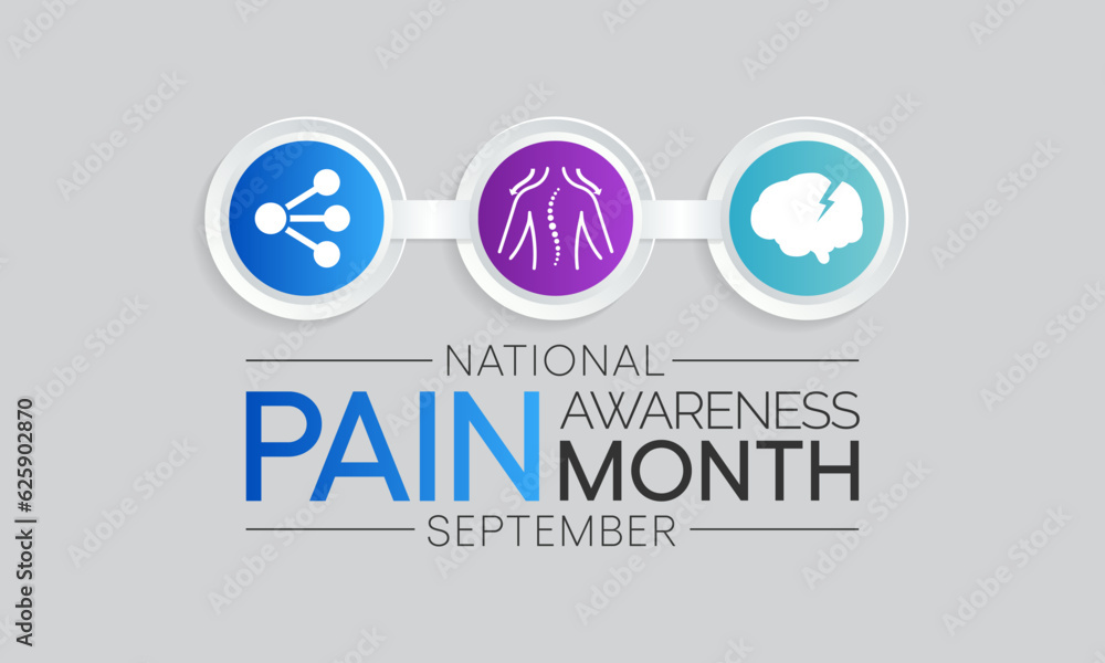 Pain awareness month is observed every year in September, to raise public awareness of issues in the area of pain and pain management. Vector illustration Pain awareness month is observed every year in September, to raise public awareness of issues in the area of pain and pain management. Vector illustration