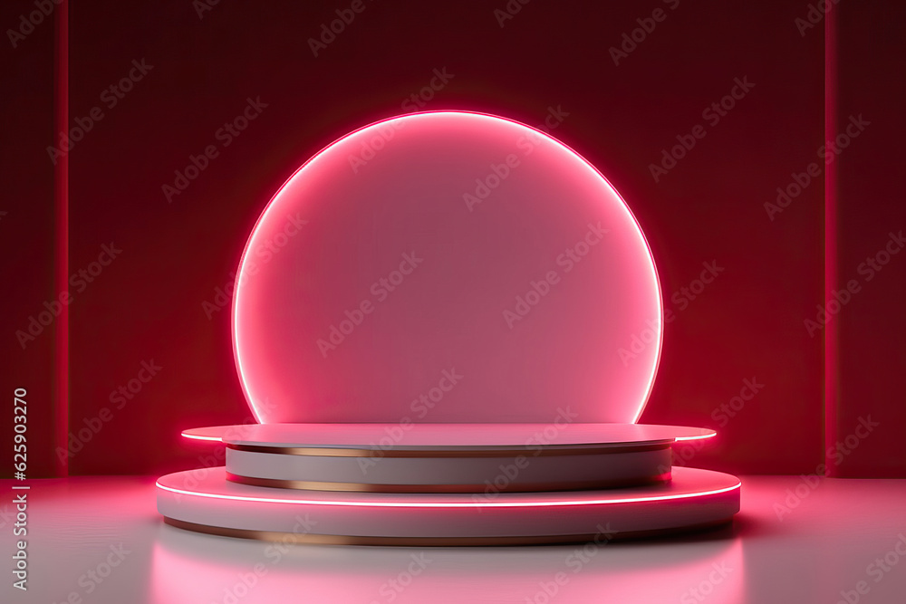 red neon background with a platform in the middle podium,stage with red curtains,spotlight on stage red neon background with a platform in the middle podium,stage with red curtains,spotlight on stage
