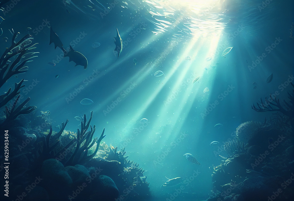 Fototapeta premium Beautiful underwater world. AI Generated